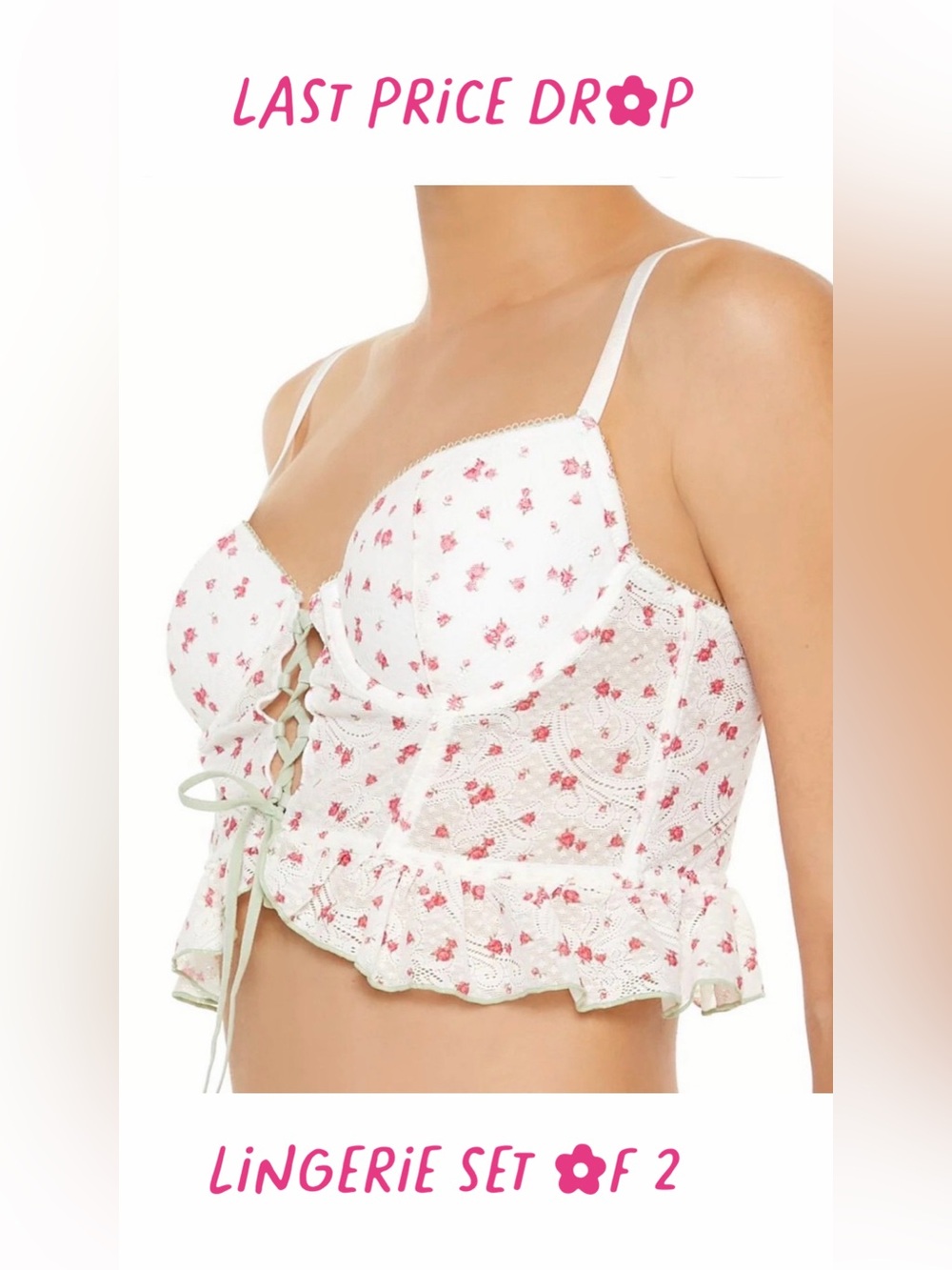 Delicate Floral Lace Bralette & Brief Set